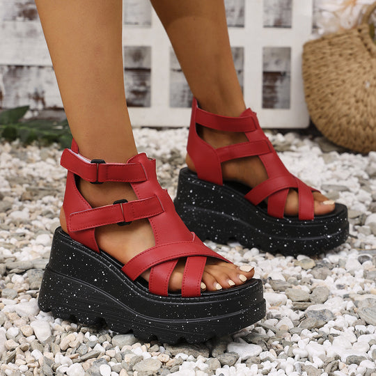 Damen Wedge-Sandalen mit verstellbaren Riemen und komfortablem Fußbett R&B