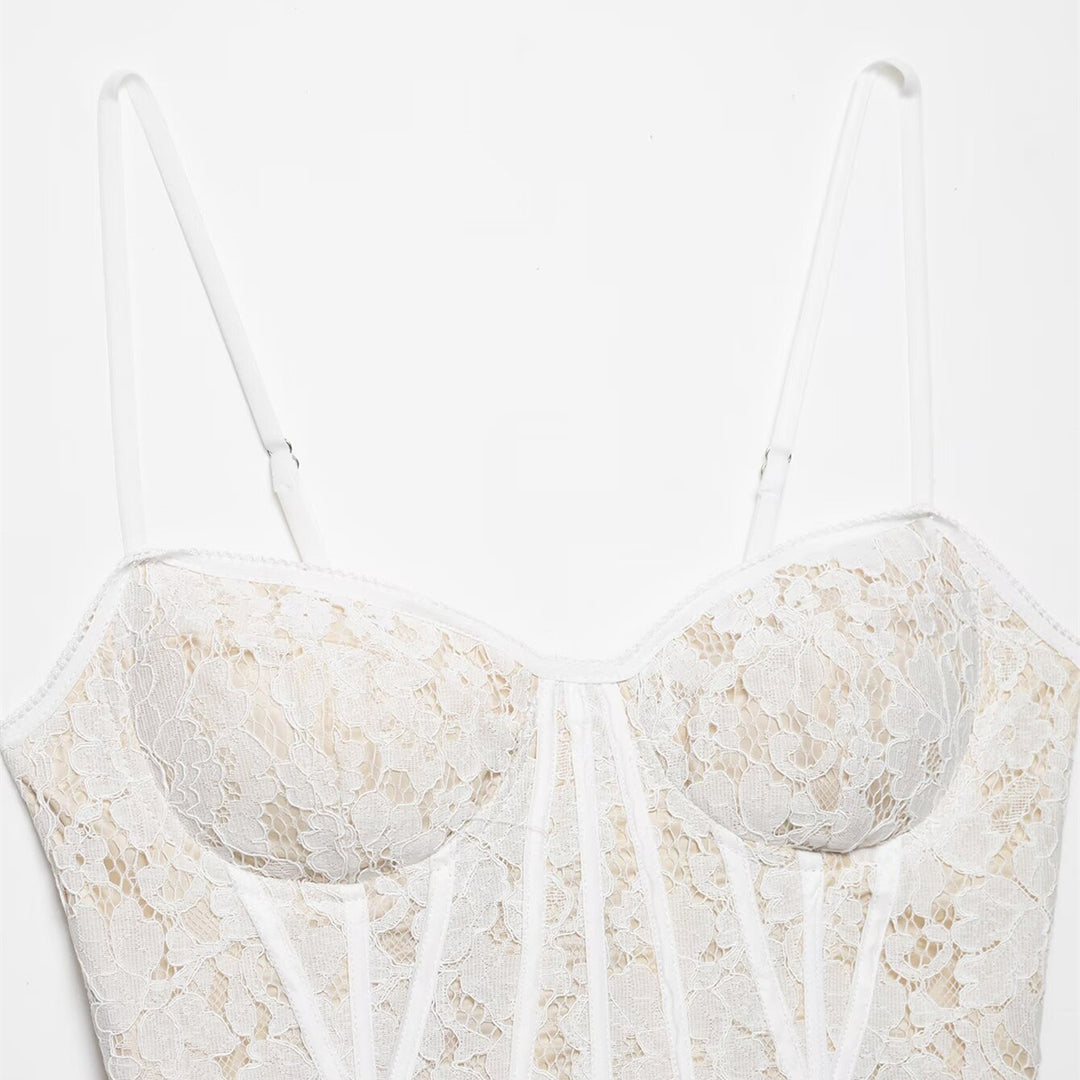 Damen-Corsage mit feiner Spitzenverarbeitung und verstellbaren Trägern R&B