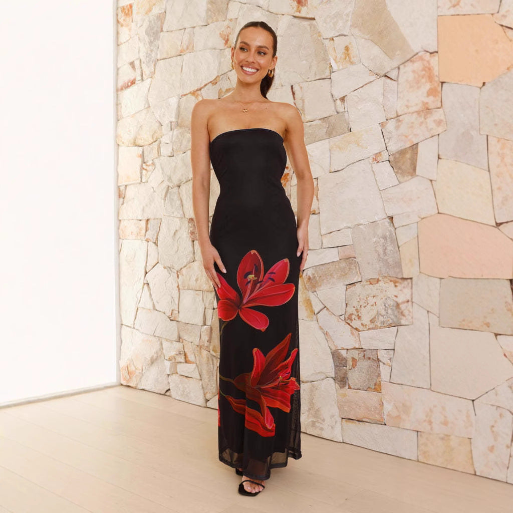 Damen Maxikleid mit floralen Details R&B
