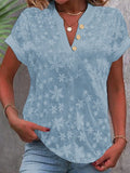 Damen Bluse mit floralem Stickmuster und klassischem V-Ausschnitt