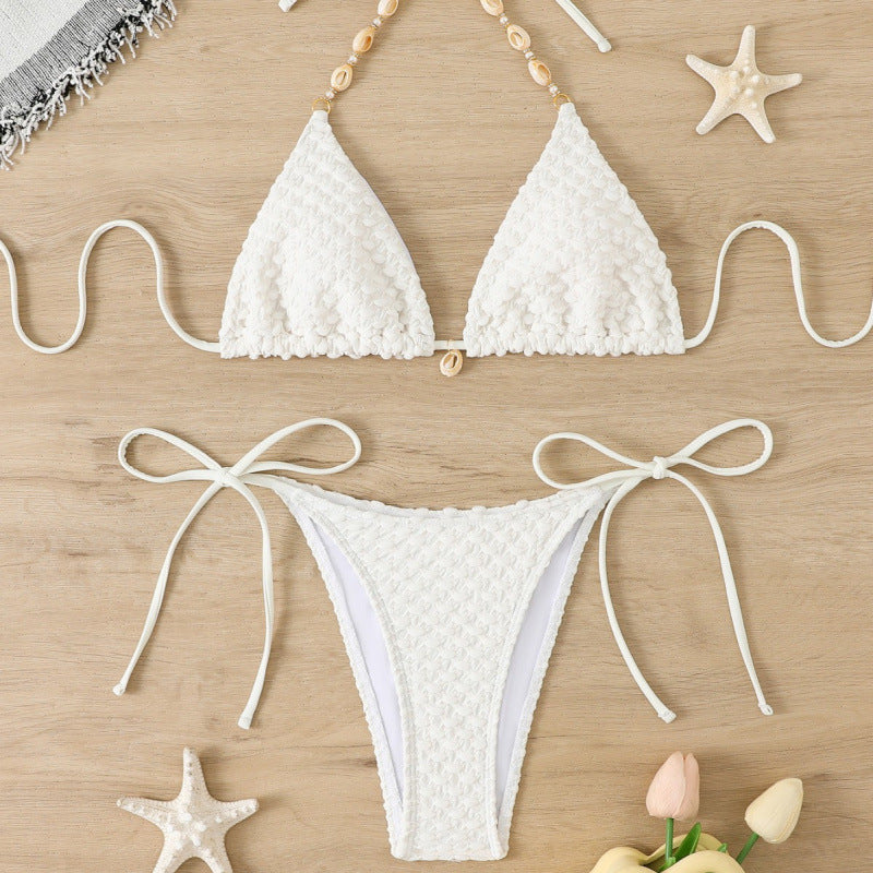 Damen Triangel-Bikini mit strukturierten Details und verspielter Verzierungen R&B