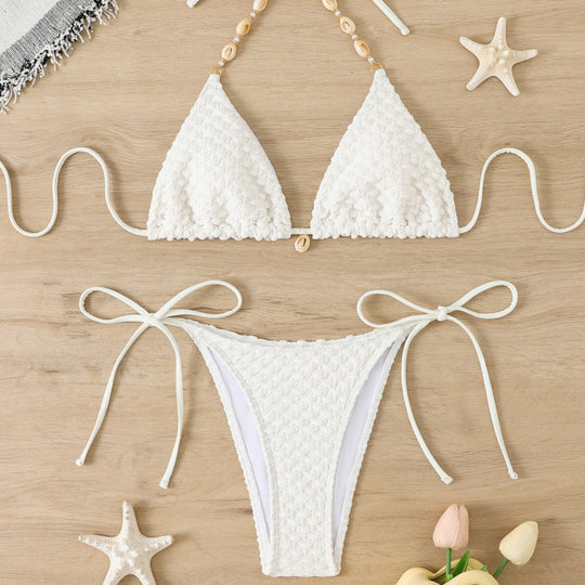 Damen Triangel-Bikini mit strukturierten Details und verspielter Verzierungen R&B