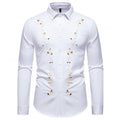 Herren Langarmhemd mit floralen Stickereien