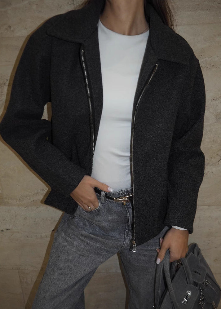R&B | Wollmischung Zip-Up Jacke
