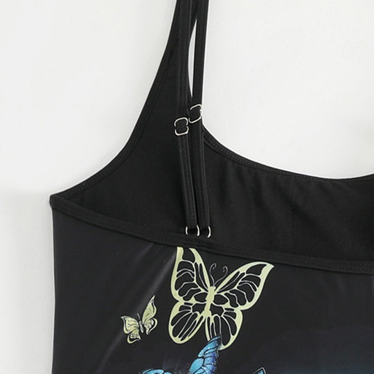 Damen Tankini mit Schmetterlingsmotiv und Badeshorts R&B