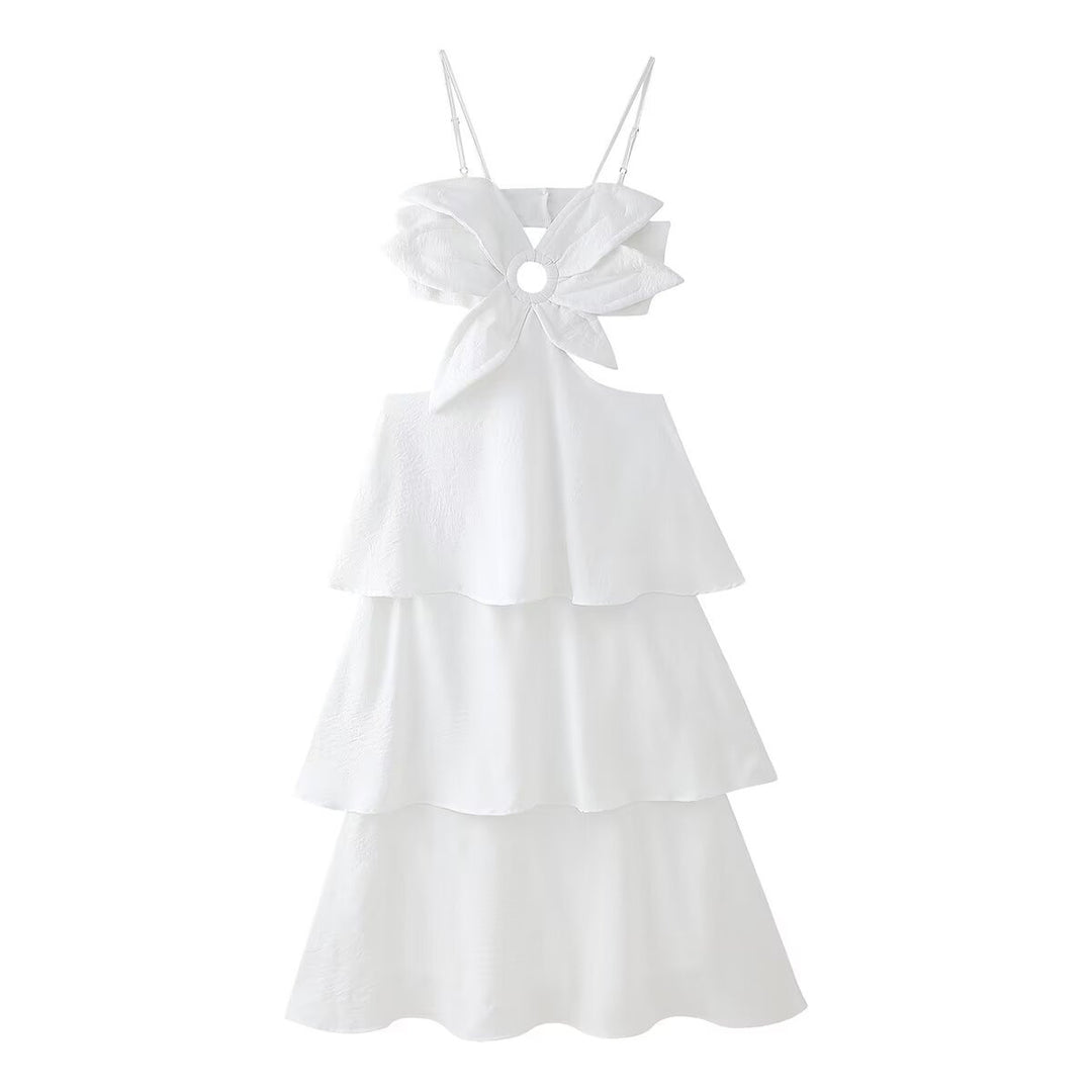 Damen Maxikleid mit raffiniertem Rüschendesign und verspieltem Schleifendetail R&B
