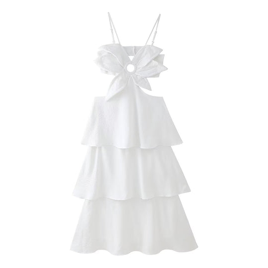 Damen Maxikleid mit raffiniertem Rüschendesign und verspieltem Schleifendetail R&B