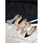 Damen spitze Slingback-Pumps aus hochwertigem Glanzmaterial R&B