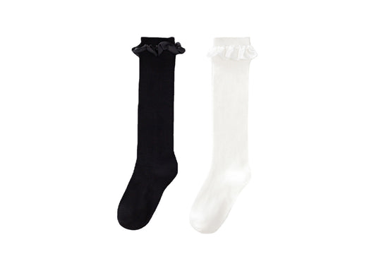 Damen Elegante Kniestrümpfe mit Rüschenabschluss R&B