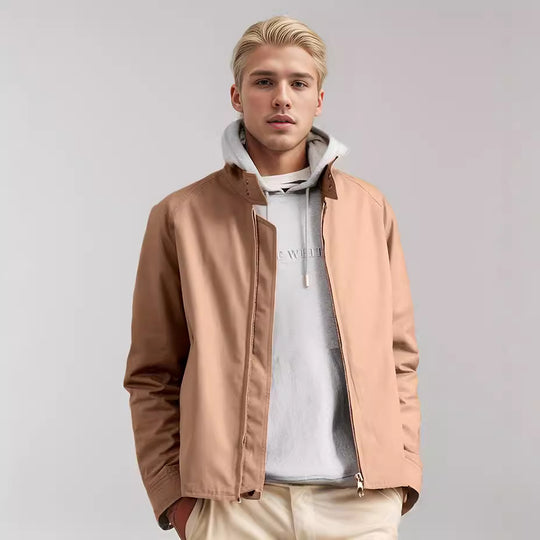 Herren lässige Übergangsjacke mit Stehkragen und praktischen Taschen R&B