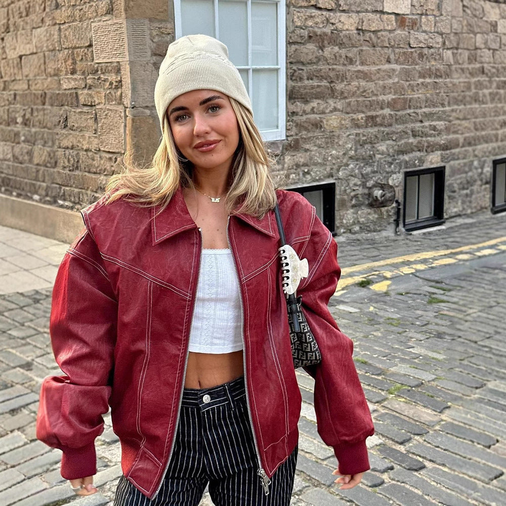 Damen modische jacke mit strukturiertem Kragen und praktischen Taschen R&B
