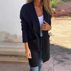 Damen Lässiger Oversize Mantel mit Offenem Kragen und Praktischen Taschen R&B