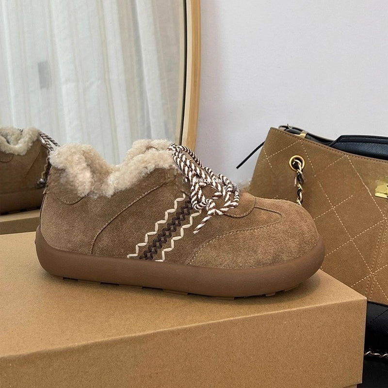 Damen Kuschelige Hausschuhe aus hochwertigem Wildleder mit flauschigem Innenfutter R&B