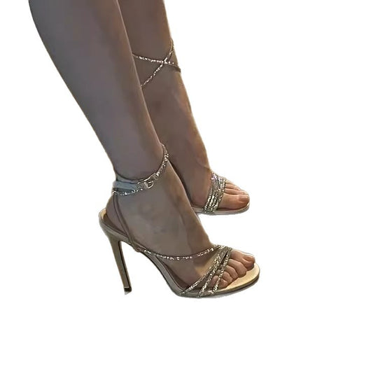 Damen elegante High Heel Sandalen mit funkelnden Riemen R&B