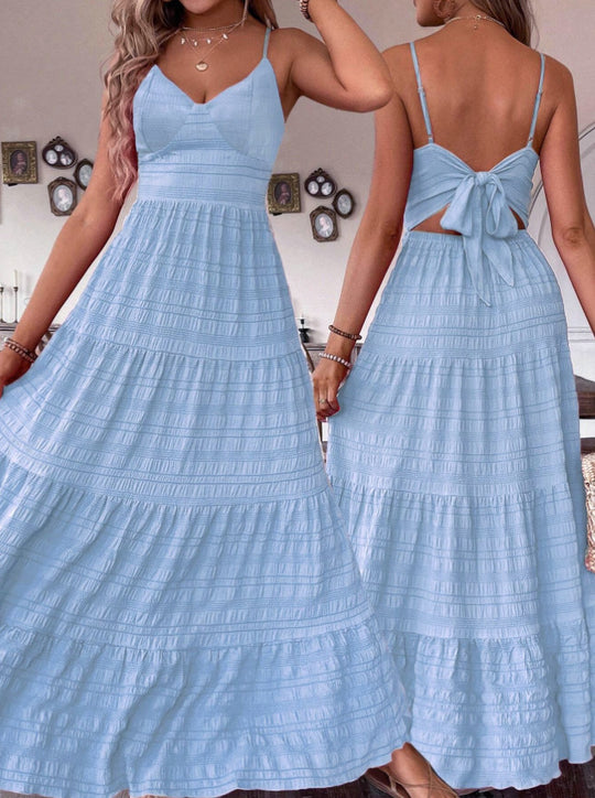 Damen Maxikleid mit schwingendem Rock und zarten Spaghettiträgern R&B