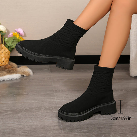 Damen Modische Stiefeletten mit strukturiertem Obermaterial und rutschfester Sohle R&B
