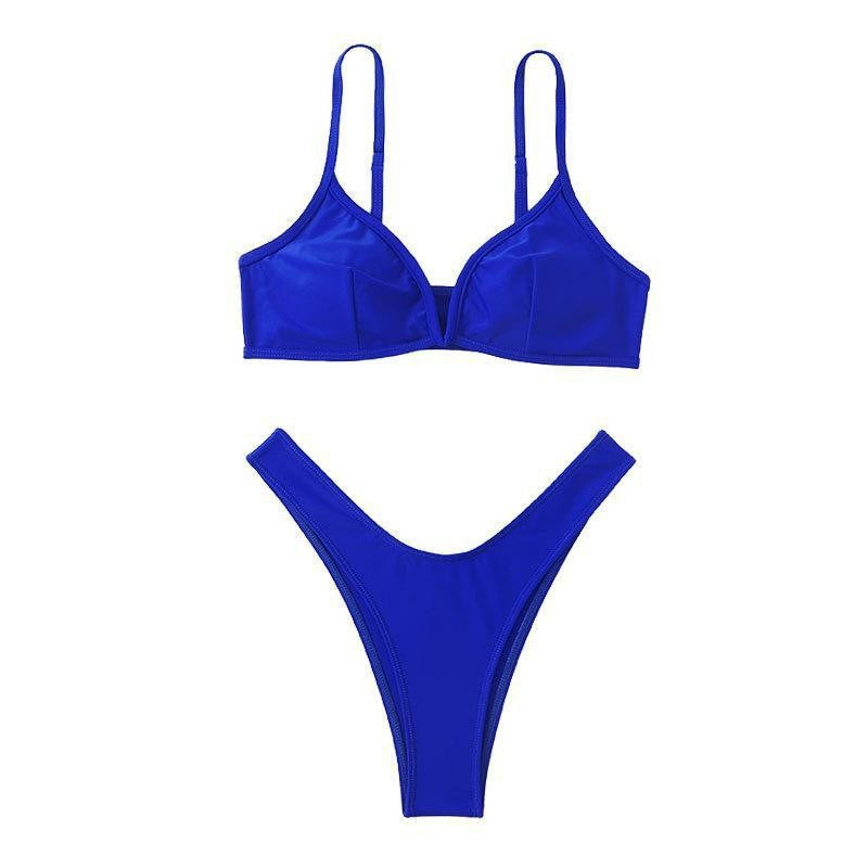 Damen Bikini-Set mit hoch geschnittenem Slips und elegantem V-Ausschnitt R&B