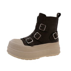 Damen Chunky Stiefel mit verstellbaren Schnallen und rutschfester Sohle R&B