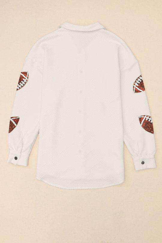 Damen Sportliche Overshirt-Jacke mit strukturierten Football-Applikationen R&B
