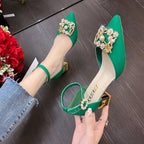 Damen Slingback-Pumps mit eleganter Perlenverzierung und Blockabsatz R&B