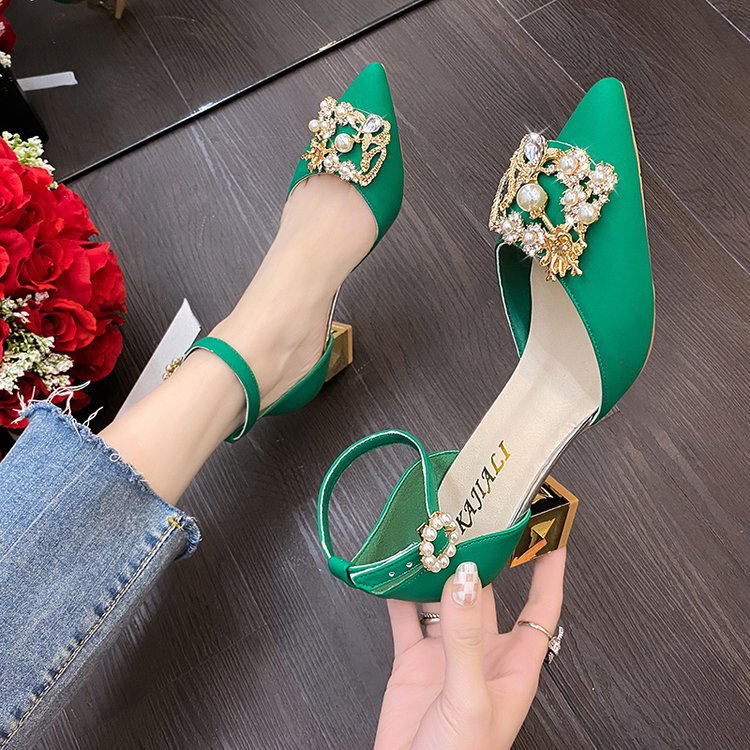 Damen Slingback-Pumps mit eleganter Perlenverzierung und Blockabsatz R&B
