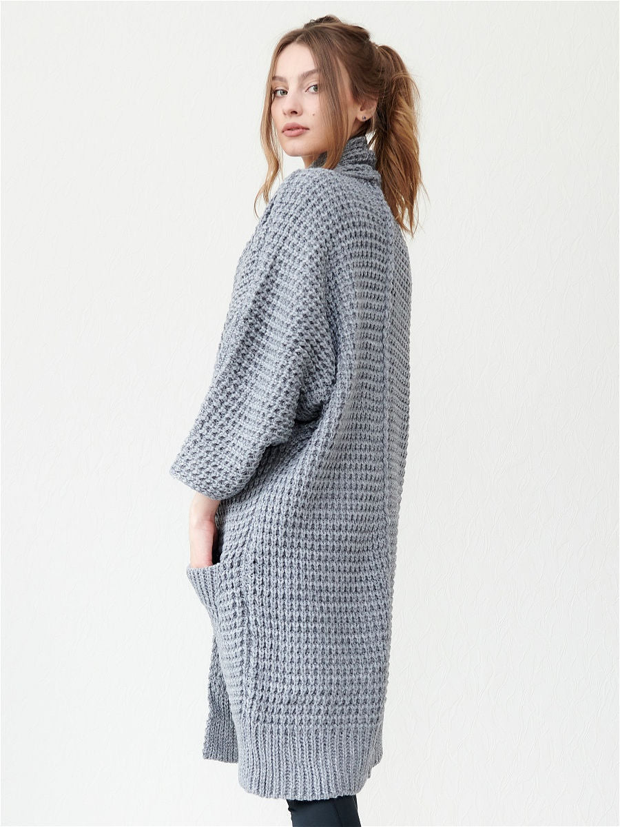 Damen kuscheliger Strickmantel mit großen Taschen und lässigem Schnitt R&B