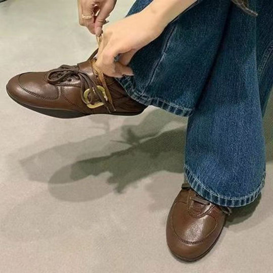 Damen elegante Schnürschuhe mit modischer Schnalle R&B