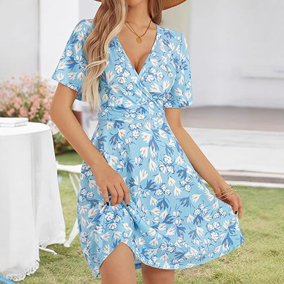 Damen Kurzarm Sommerkleid mit floralem Muster R&B