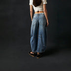 Damen Weite High-Waist Jeans im Vintage-Look mit ausgefallenem Waschverfahren R&B