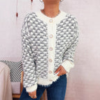 Damen gemütlicher Strickcardigan mit dekorativem Knopfdesign R&B
