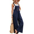 Damen Lässiger Jumpsuit mit weitem Bein und verstellbaren Trägern R&B