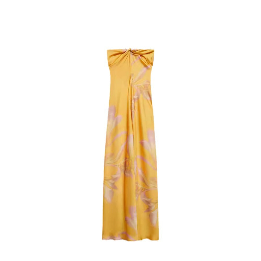 Damen Maxi-Kleid mit eleganter Drapierung und floralem Muster R&B