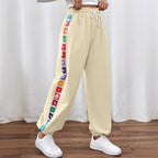 Damen Freizeithose mit buntem Blümchenmuster und elastischem Bund R&B