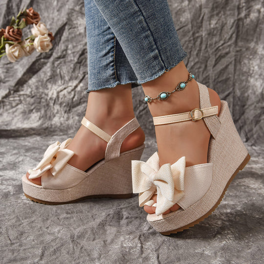 Damen Wedge-Sandalen mit dekorativem Schleifen-Detail R&B