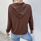 Damen Sportpullover mit Kapuze und Knopfleiste R&B