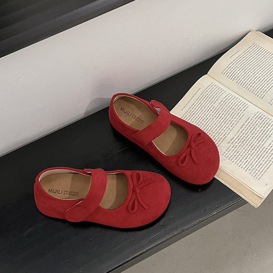 Damen Ballerinas mit praktischem Klettverschluss und verspieltem Schleifendetail R&B