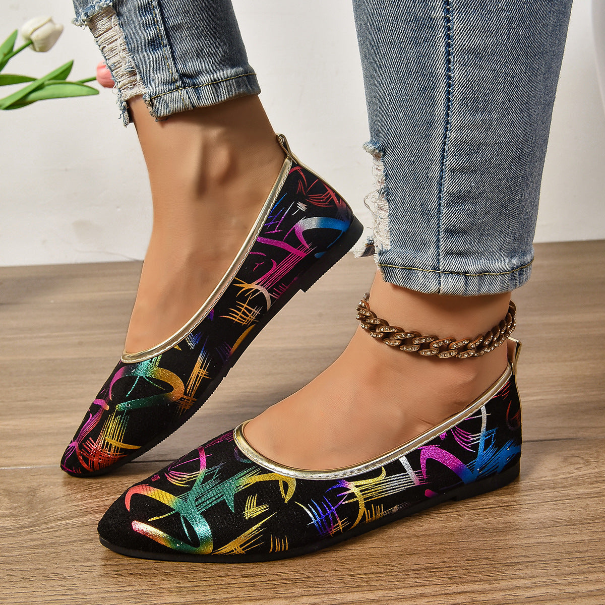 Damen elegante Ballerinas mit buntem Design R&B