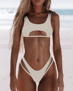 Damen Extravagantes Badeoberteil mit Cut-Outs R&B