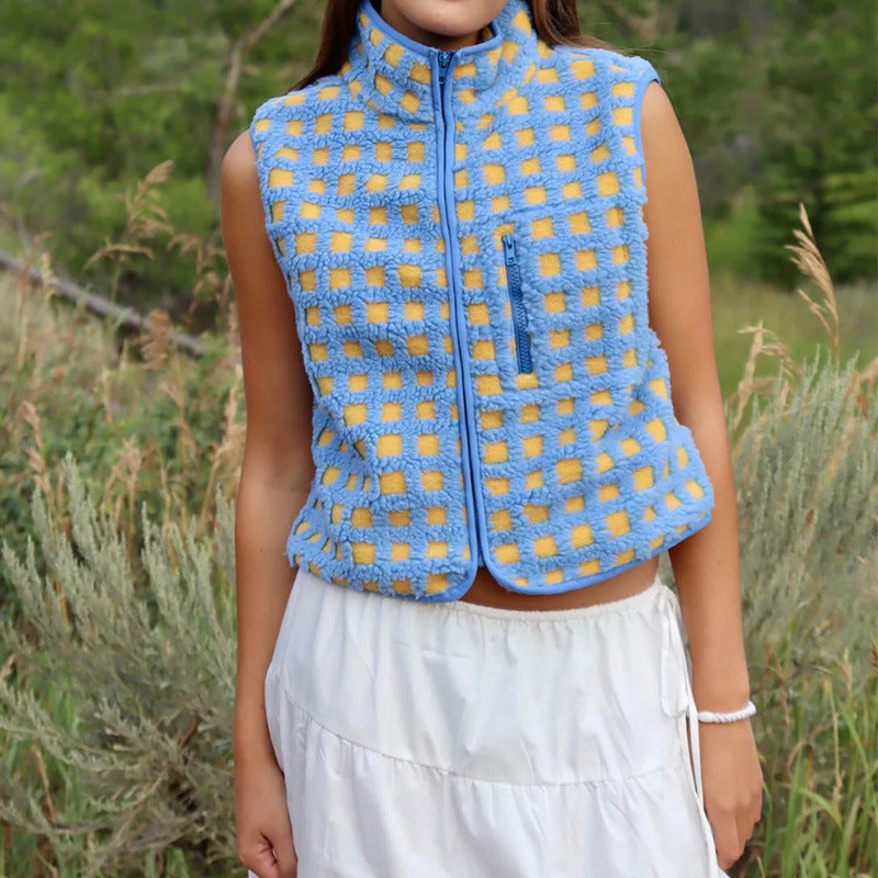 Damen Wendemantel aus kuscheligem Sherpa-Material mit stylishen Karomuster R&B