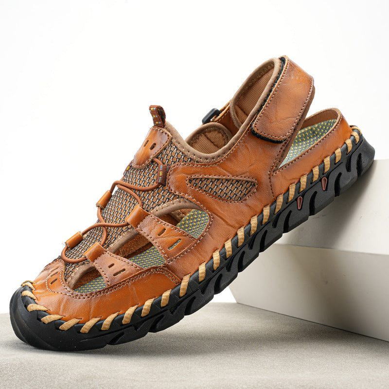 Damen Sportliche Leder-Sandalen mit atmungsaktiven Einsätzen und rutschfester Sohle R&B