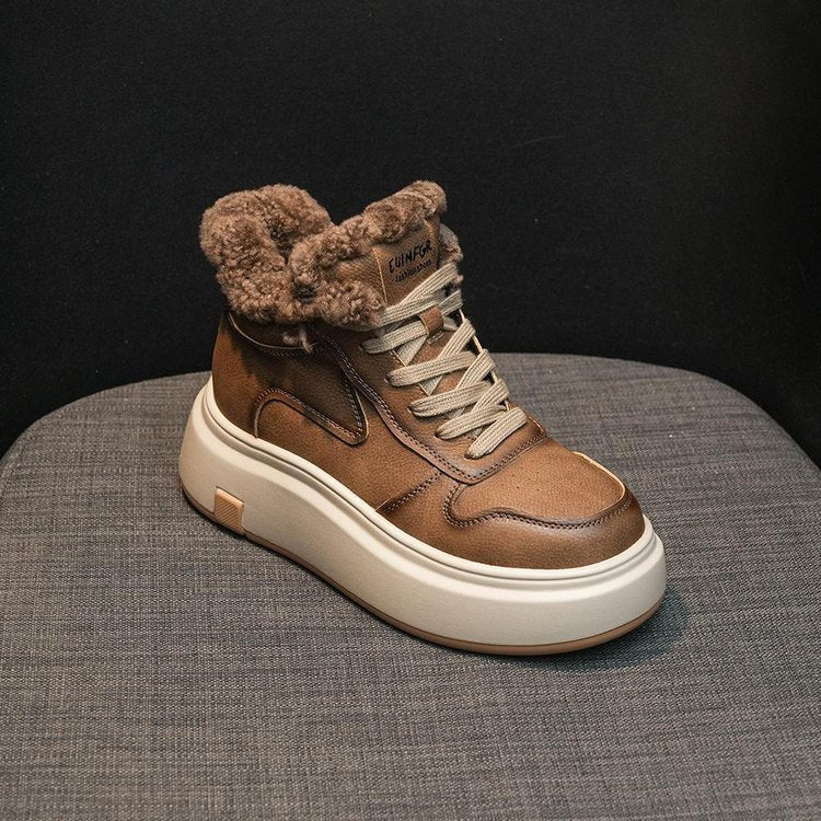 Damen High-Top Sneakers mit kuscheligem Fellrand und dämpfender Sohle