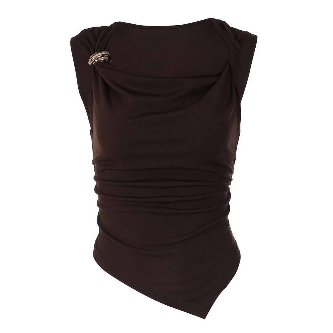 Damen elegantes drapiertes Top mit asymmetrischem Saum und dekorativem Detail R&B