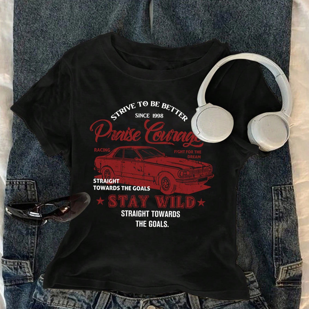 Damen T-Shirt mit kreativem Druck und lässigem Schnitt R&B