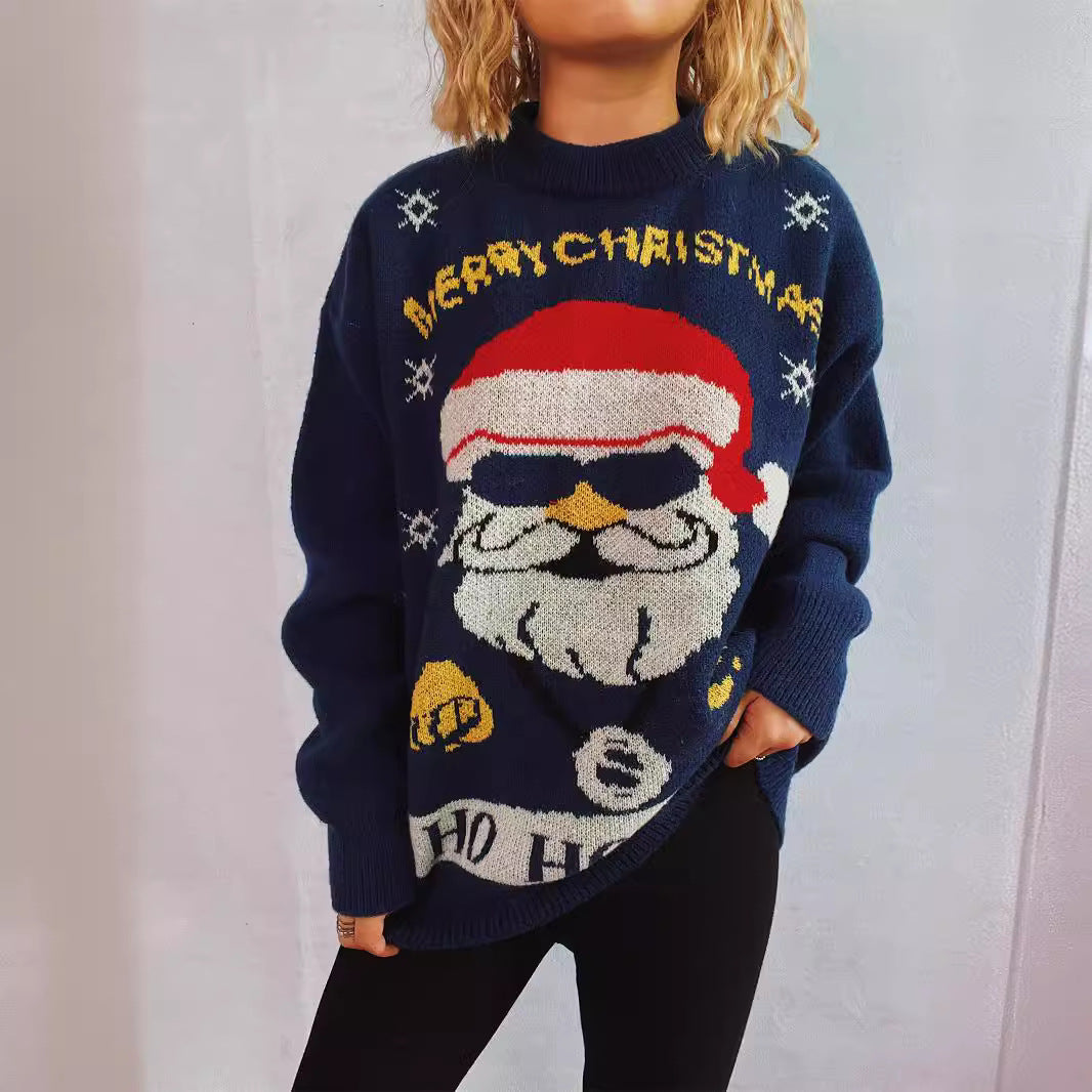 Damen Weihnachtspullover mit festlichem Motiv und oversized Schnitt R&B