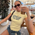 Damen Kurzes Statement T-Shirt mit Rundhalsausschnitt R&B