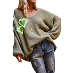 Damen Strickpullover mit liR&Benswertem Herzdesign und lässigem Schnitt R&B