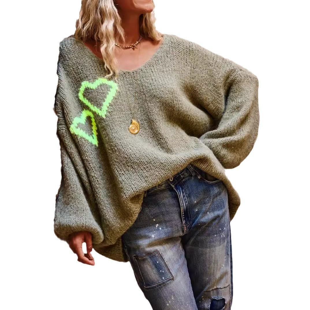 Damen Strickpullover mit liR&Benswertem Herzdesign und lässigem Schnitt R&B
