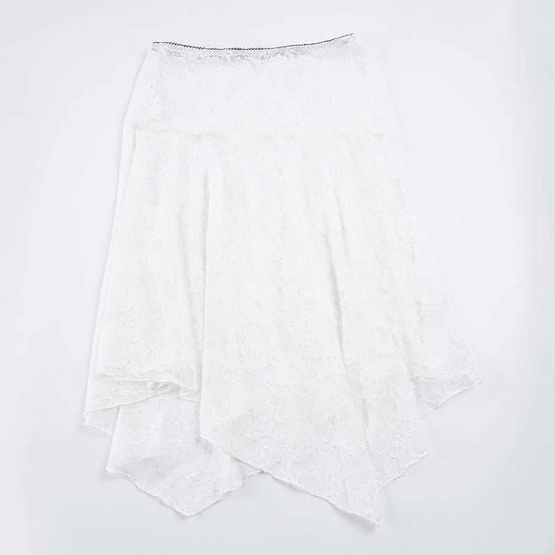 Damen eleganter Spitzenrock mit asymmetrischem Schnitt R&B