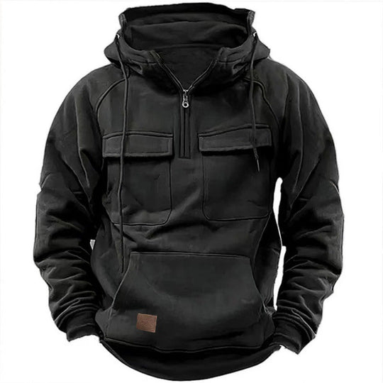 Herren Funktionale Kapuzenpullover mit Praktischen Taschen und Kurzem Reißverschluss R&B