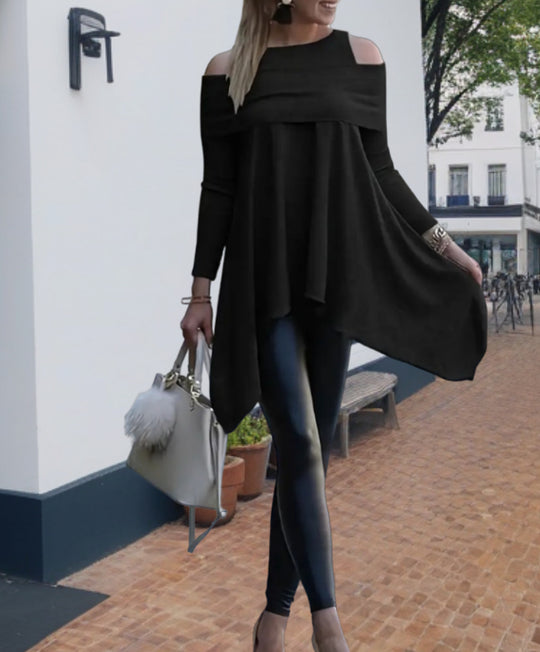 Damen Oversized Oberteil mit schickem Off-Shoulder Design und asymmetrischem Saum R&B
